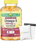 Spring Valley Omega-3 500 mg 180 Count from Fish Oil Omega 3 Dietary Supplements Bundle Set with Basket Goods Store