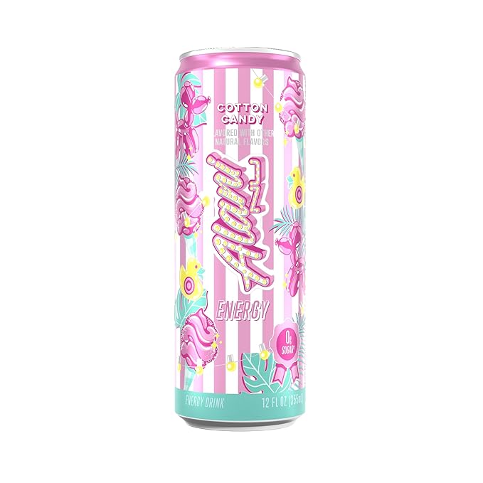 Alani Cherry Bomb Strawberry Sunrise Cotton Candy Energy Drink Sugar Free Low Calorie Energy Drinks - 12 fl oz Can 6 Pack