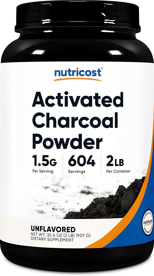 Nutricost Activated Charcoal Powder 2lbs - Food Grade Powder Toothpaste Facemask Odor Control Vegetarian Gluten Free Non-GMO