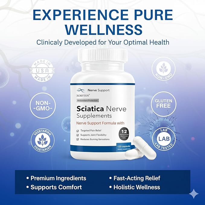 Sciatica Nerve Pain Relie | Botanical Extracts | Carefully Selected Ingredients Premium Quality 120 Capsulesf