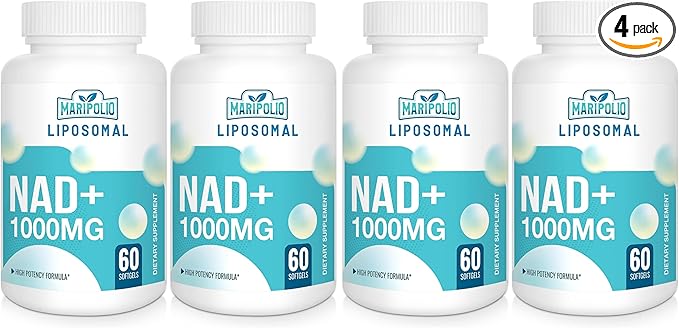 Liposomal NAD+ 1000 mg Supplement High Bioavailability Liposomal Delivery Cellular Energy &amp Wellness Support Pure NAD+ Dietary Supplement for MenWomen 120 Softgels (Pack of 4)