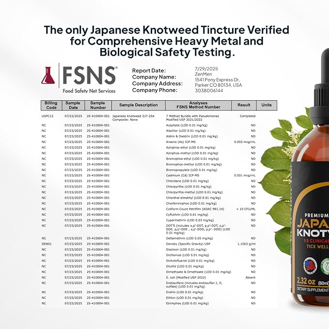 Zenmen Japanese Knotweed Premium Resveratrol USDA 3rd Party Tested Tincture 60ml/2.32 Oz - 1:3 Clinical Strength Ratio - Tick Wellness Aid and Immune Support Supplement - Made in The USA