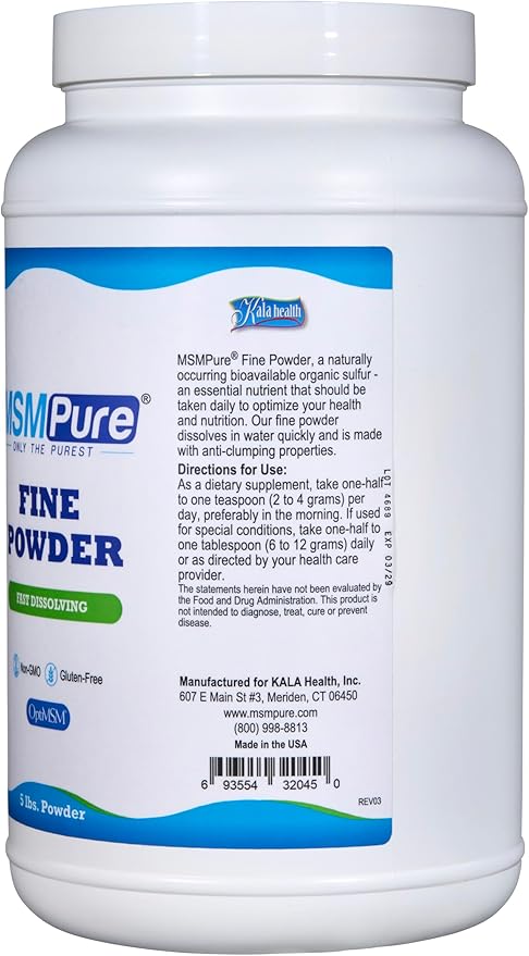 KALA HEALTH MSMPure MSM Fine Powder 5lb and MSM Gel with Organic Aloe 8oz Bundle
