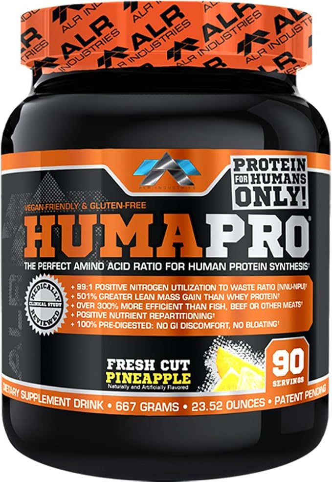 ALR Industries Humapro  Protein Matrix Formulated for Humans Waste Less. Gain Lean Muscle Fresh Cut Pineapple 667 Grams
