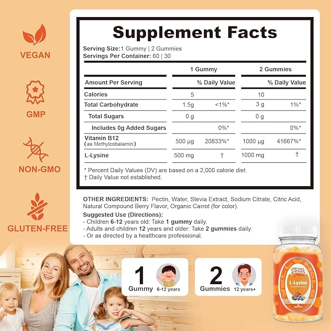 Well&ampWhole L-Lysine Gummies 1000mg and Cayenne Pepper Extract Gummies