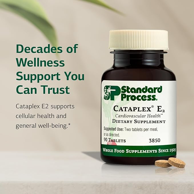 Standard Process Cataplex E2 - Vitamin E &amp Selenium Supplement for Cardiovascular &amp Cellular Health - Antioxidant Support for Heart Health - Non-Dairy &amp Non-Soy - 90 Tablets