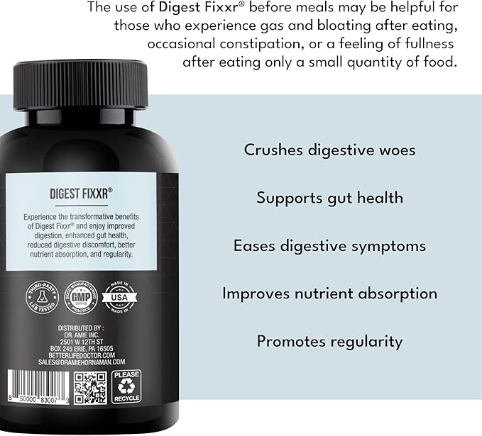Digest by Dr. Amie | Digestive Enzyme &amp HCl Support | Supports Digestion Gas &amp Bloating | 30 Day Supply 30 Capsules