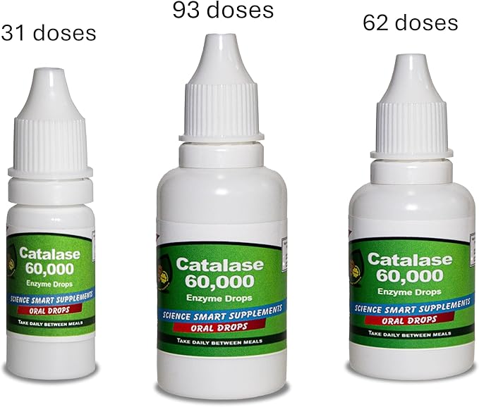 Catalase 60000 - Science Smart - Unique - Highest Potency Full Absorption Enzyme Supplement. 93 doses for 3 Months use. (30mL).