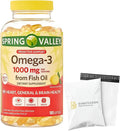 Spring Valley Omega-3 Fish Oil Soft Gels 1000 mg 180 Count Dietary Supplement Omega-3 Fatty Acids - Set by Basket Goods