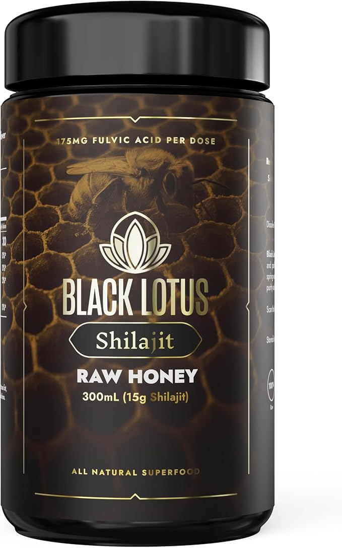 Black Lotus Pure Shilajit Resin Raw Honey Liquid Tincture 300ml 100% Pure Natural Shilajit for Men &amp Women Amino Acids 175mg Fulvic Acid 85 Ionic Trace Minerals For Immune Support Focus En