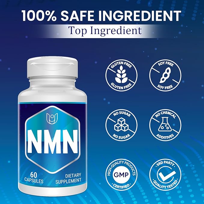 NMN(Nicotinamide Mononucleotide) NAD Supplement to Boost NAD+ Levels as We Age (May Be More Effective Than Nicotinamide Riboside) NMN Supplement for Anti-Aging 60 Capsules (60 Servings)