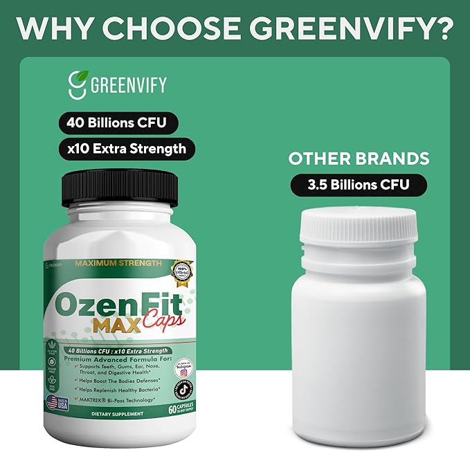 OzenFit Caps Max Probiotic Supplement 40 Billion CFU MAKTREK Bi-Pass Technology 60 Capsules 30-Day Supply (5)
