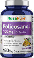 NusaPure Policosanol 100mg 180 Veggie Capsules (Vegan Non-GMO)