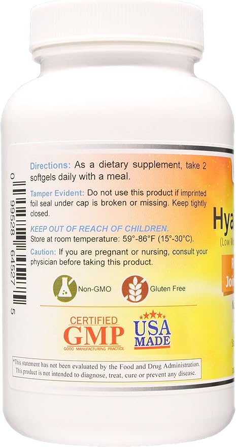 Wonder Laboratories Hyaluronic Acid 120mg Made from Injuv Rooster Comb Extract Nutritional Supports Health Joints and Skin 270 Count
