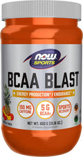 NOW Foods Sports Nutrition BCAA Blast Powder 5 g BCAA 100 mg Caffeine Tropical Punch 600-Grams