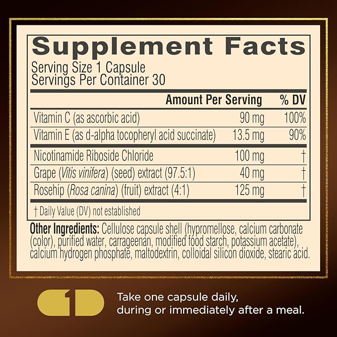 Swisse Plus NAD+ Beauty Restore | Clinically Tested Ingredients | NAD+ Supplement for Men &amp Women | Supports Collagen Formation Skin Elasticity &amp Anti-Aging Supplement | 30 Capsules