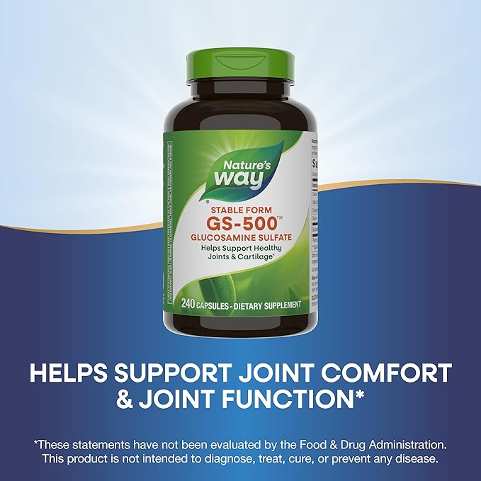 Nature's Way GS-500 Glucosamine Sulfate Stable Form Helps Support Healthy Joints &amp Cartilage* 500 mg Glucosamine per Capsule 240 Capsules (Packaging May Vary)