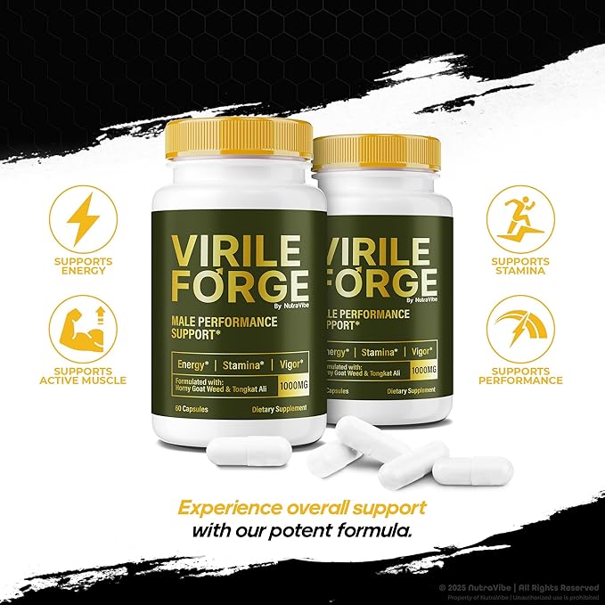 Virile Forge for Men - Original and Comprehensive Male Formula Powerful Blend for Peak Performance Lasting Endurance and Energy Premium Support VirileForge Pills (60 Capsules)