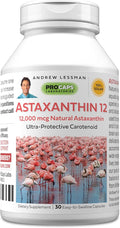 ANDREW LESSMAN Astaxanthin 12mg - 30 Softgels - 12000 mcg Natural Astaxanthin Powerful Anti-Oxidant Carotenoid. Protection for Eyes Heart Skin and More. No Additives. Easy to Swallow Softgels