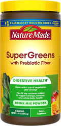 Nature Made Super Greens Powder with Prebiotic Fiber Drink Mix Made with 1 Cup Veggies Per Serving Fiber Supplement + Vitamins and Minerals 25 Day Supply