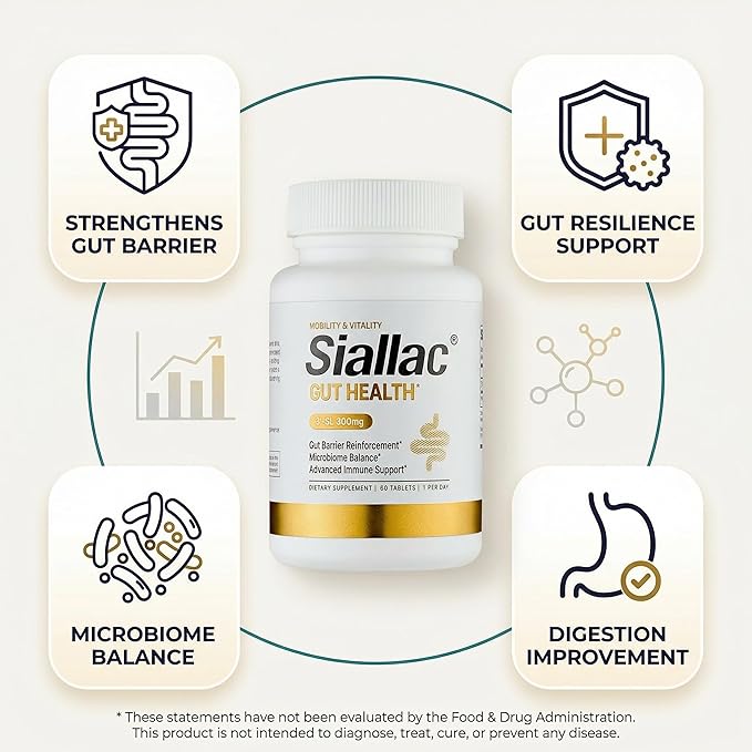Gut Health - Gut Barrier Function Epithelial Cell Growth Immune Support Enhances Nutrient Absorption Microbiome Balance (HMO 3'-SL) (3-Pack | Best Value)