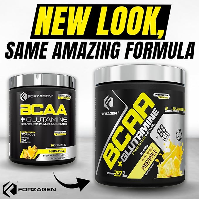 Forzagen BCAAS Amino Acids Powder with Glutamine BCAA Powder Branched Chain Amino Acids Supplements Powder BCAA Lean Energy Pre Workout - Post Workout Muscle Recovery Powder 30 Servings