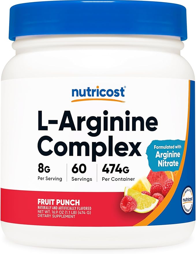 Nutricost L-Arginine Complex (Fruit Punch 60 Servings) - Gluten Free Non-GMO
