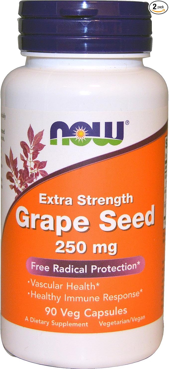NOW Foods Grape Seed 90 VegiCaps (Pack of 2)
