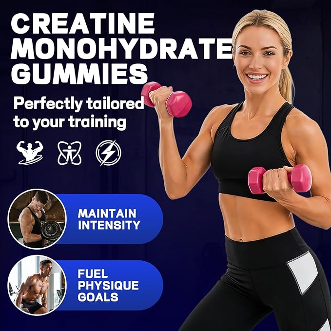 Creatine Monohydrate Gummies 5g Creatine Dose 99.9% Pure Creatine for Men &amp Women Lab Verified Sugar Free &amp Vegan Supports Muscle Strength Recovery &amp Stamina Blueberry Flavor 90 Co