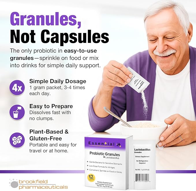 Lactobacillus Probiotics for Women and Men 12 Packets with Lactobacillus Acidophilus &amp Bulgaricus Probiotic Dietary Supplements Granules for Daily Gut Support Digestive Health &amp Internal Bal