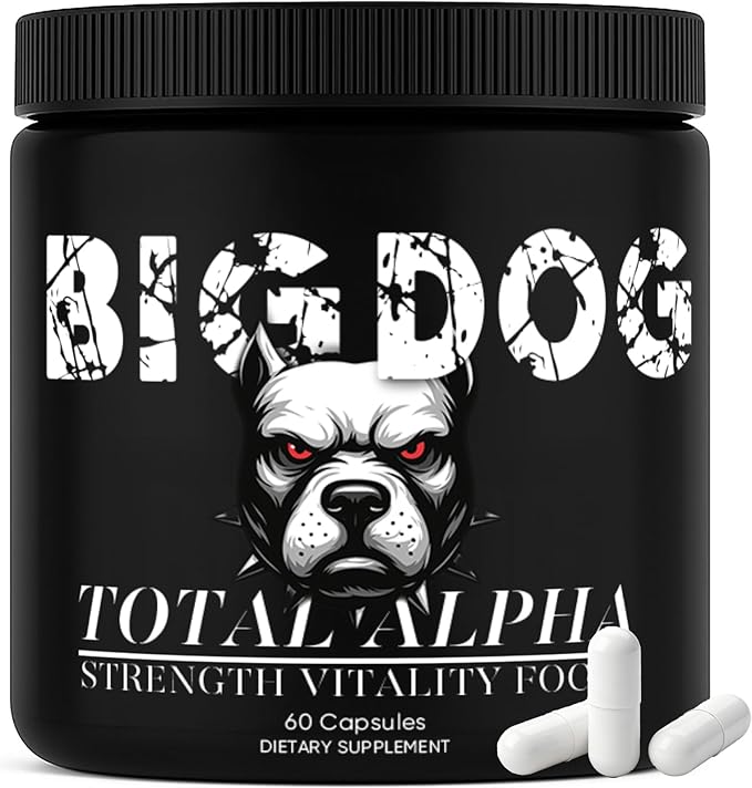 Big Dog 3-in-1 Total Alpha Blend for Men Non-GMO - Natural Energy &amp Endurance Support 60 Count (1)