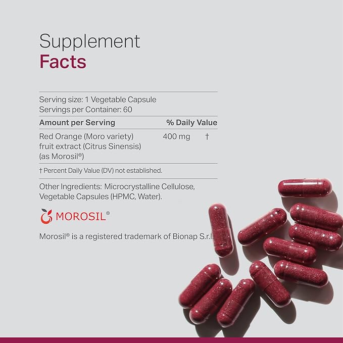 Anew VitaㅤMorosil: Antioxidant &amp Nutrition Supplement for Men &amp Women | Wellness &amp Vitality | Moro Red Orange | Non-GMO Gluten Free 60 Vegetable Capsules | Made in USA