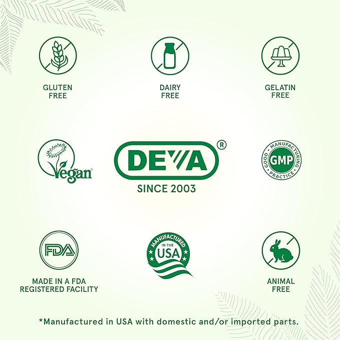 DEVA Vegan Glucosamine MSM &amp Chondroitin + Turmeric CMO Boswellia Hyaluronic Acid &amp More Improved Non-Animal Formula 90 Tablets