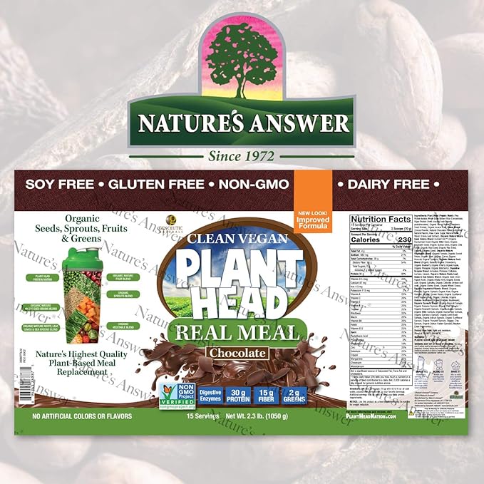 Genceutic Naturals Plant Head Real Meal Dietary Supplement Chocolate 2.3 Pound