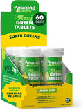 Amazing Grass Effervescent Tablets: Green Superfood Water Flavoring Tablet with Antioxidants &amp Alkalizing Greens Lemon Lime 60 Count