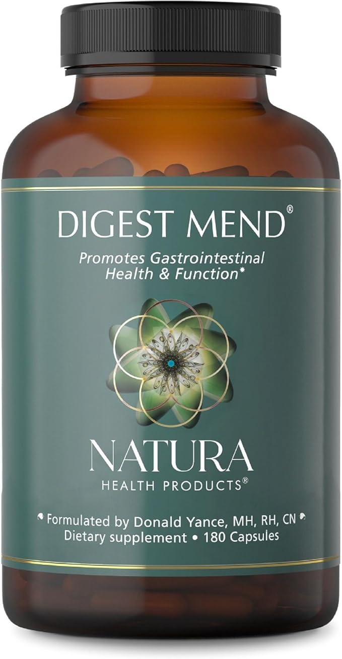Natura Health Products Digest Mend Supplement - Encourages Healthy gastric microboime* - Featuring Deglycyrrhizinated Licorice (DGL) Aloe Vera Marshmallow Mastic Gum &amp Chamomile (180 Capsules)