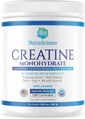 NutraScience Creatine Monohydrate Powder with BioPerine Supports Lean Muscle Growth and Recovery 60 Servings 5000mg Per Serving Unflavored GMP sertified Vegan Friendly Non GMO