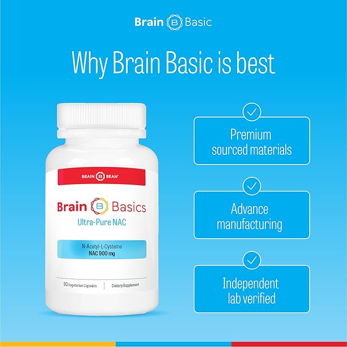 Brain Basics Ultra NAC | Glutathione Precursor Optimize Neurological and Liver Health and Immune Support | 90 Servings