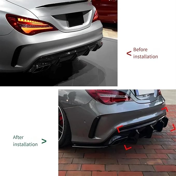 Car Rear Bumper Lower Diffuser Lip SplitterCompatible for Mercedes Benz CLA Class W117 C117 CLA220 CLA250 Sport CLA45 A-MG Sedan 2016-2019