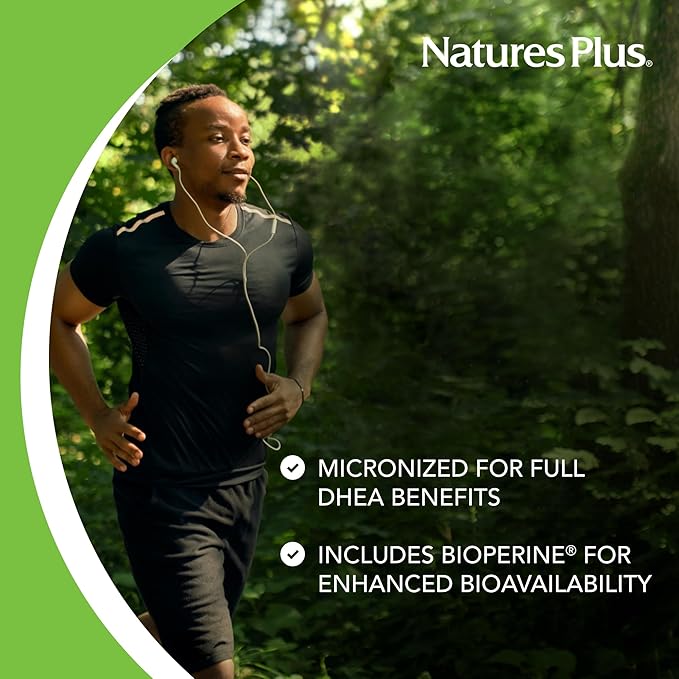 NaturesPlus DHEA-25 with Bioperine - 60 Capsules - Gluten Free - 60 Servings