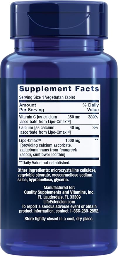 Life Extension Vitamin C 24-Hour Liposomal Hydrogel™ Formula absorbs Better Than Standard Vitamin C up to 24 Hours get The Most Out of Your Vitamin C Gluten-Free Non-GMO Vegetarian 60 Tablets