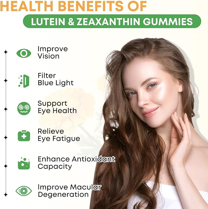 2 Pack Lutein Gummies 25mg Sugar Free Lutein Zeaxanthin Supplements Gummies Eye Health Supplement for Adults Eye Vitamins Lutein for Vision and Blue Light Protection Mango Flavor 120 Count