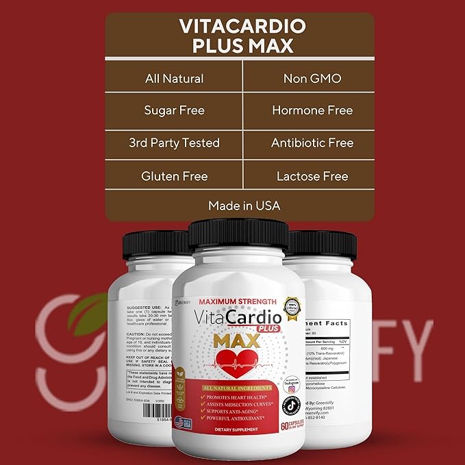 VitaCardio Plus Max Heart Health Supplement Japanese Knotweed Resveratrol Blend 60 Capsules (3)