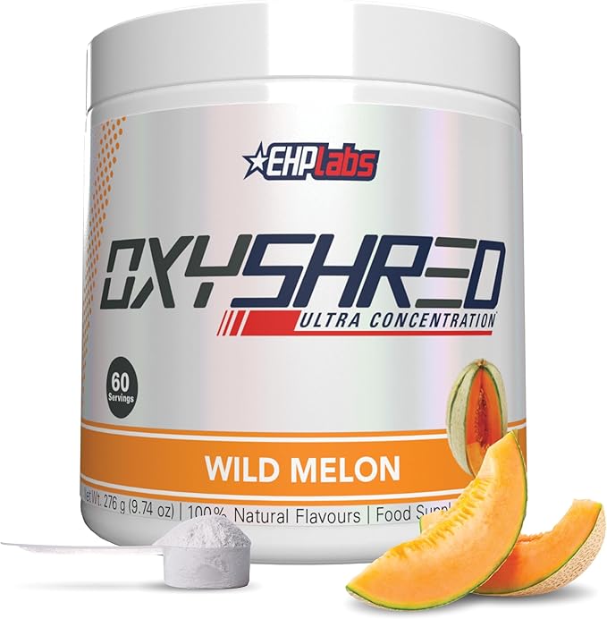 EHP Labs OxyShred Pre Workout Powder &amp Shredding Supplement - Preworkout Powder with L Glutamine &amp Acetyl L Carnitine Energy Boost Drink - Wild Melon 60 Servings