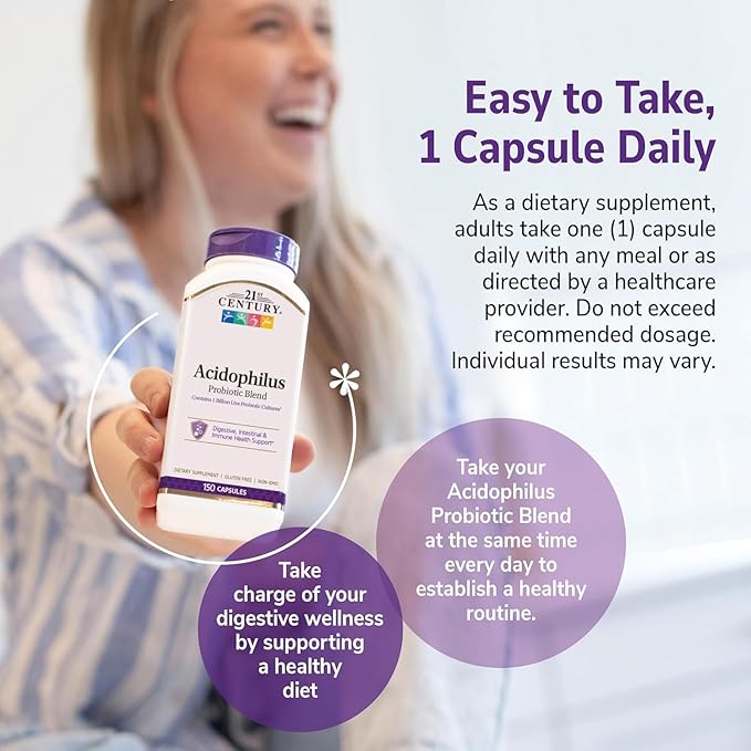 21st Century Acidophilus Probiotic Blend Capsules - 150 ct Pack of 4