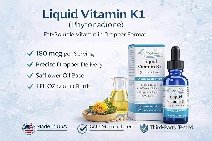 Vitamin K Drops Newborn Oral Vitamin K for Newborns and Adults Liquid Vitamin K1 Phytonadione Also K1 for Dark Under Eye Circles and Skin 1 oz Bottle - Made in USA
