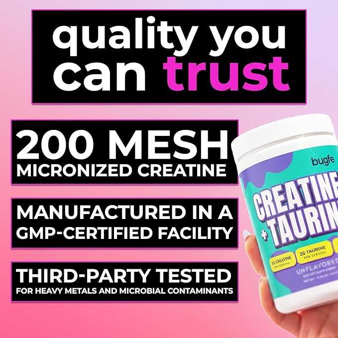Creatine with Taurine for Women &amp Men - Unflavored Micronized Creatine Monohydrate Plus Taurine Powder to Support Muscle Strength Recovery &amp Brain Health (60 Servings)