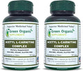 Green Organic Supplements Acetyl L-Carnitine Carnitine ALC High Absorbable Non-GMO Gluten-Free (Pack of 2)