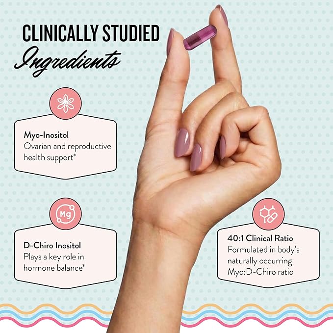 Legendairy Milk Pure Myo-Inositol &amp D-Chiro Inositol PCOS Supplements Inositol Supplement for Women Hormone Balance 40:1 Ratio Ovarian Support Fertility Supplement | 2000mg 120 Vegan Capsules