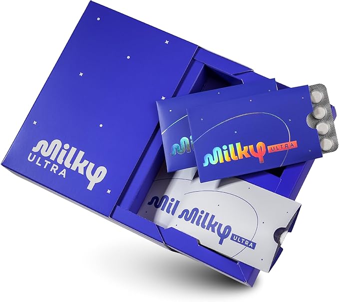 Milky Ultra Lactose Intolerance Pills - 21000 FCC - Extra Strength Dairy Relief for Lactose Intolerance - Lactase Enzyme Tablets - Portable Credit Card Sleeves (96 Count - Astral Violet)